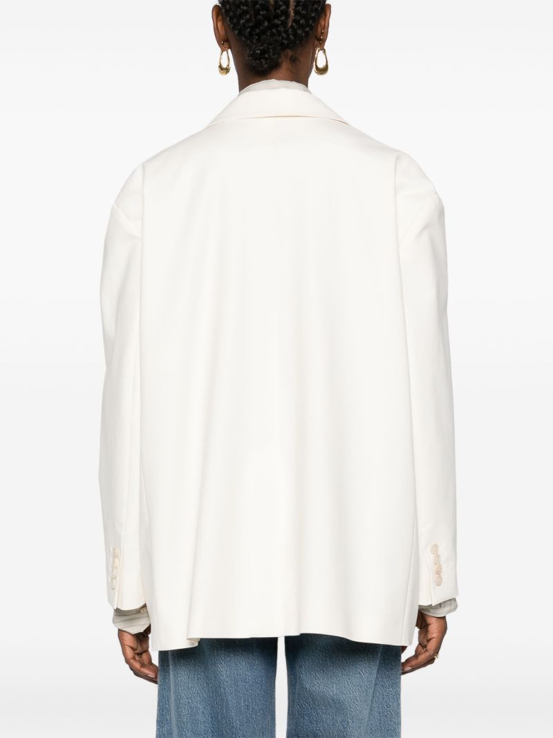White Single-breasted Cotton Blazer