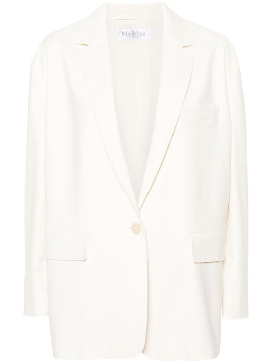 White Single-breasted Cotton Blazer