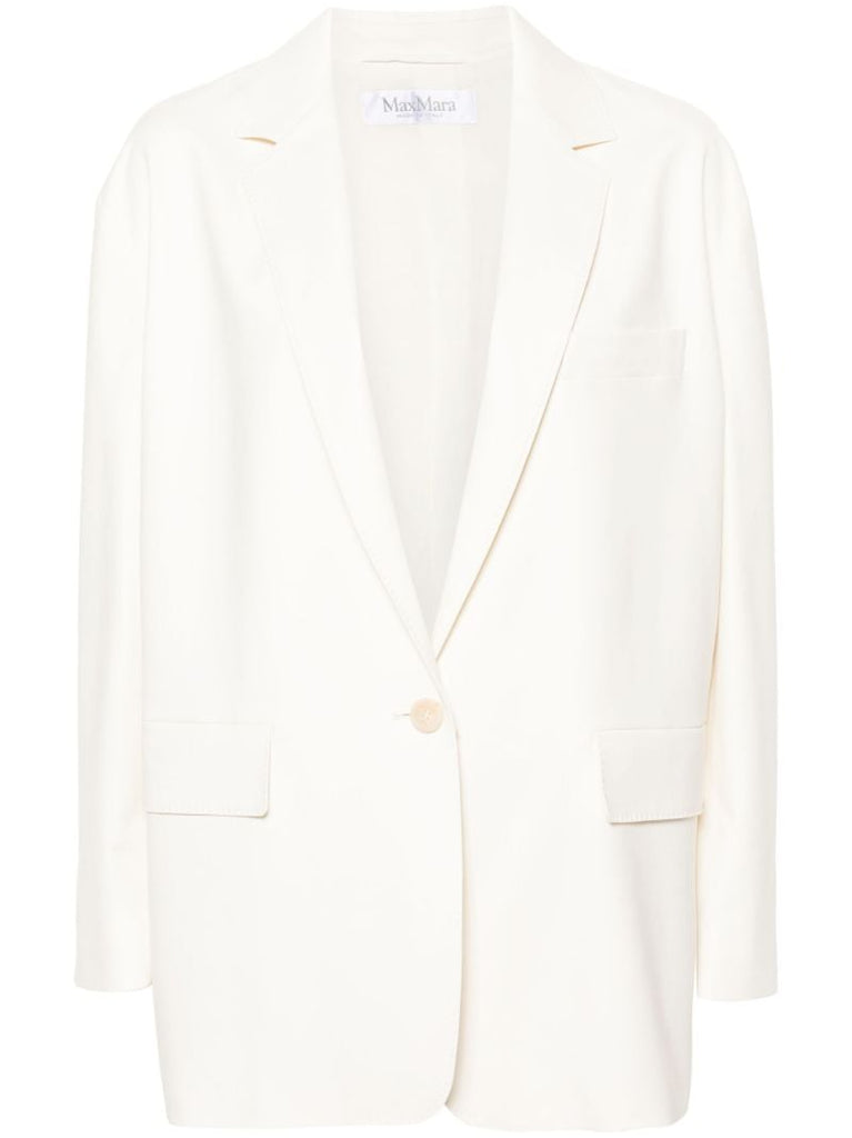 White Single-breasted Cotton Blazer