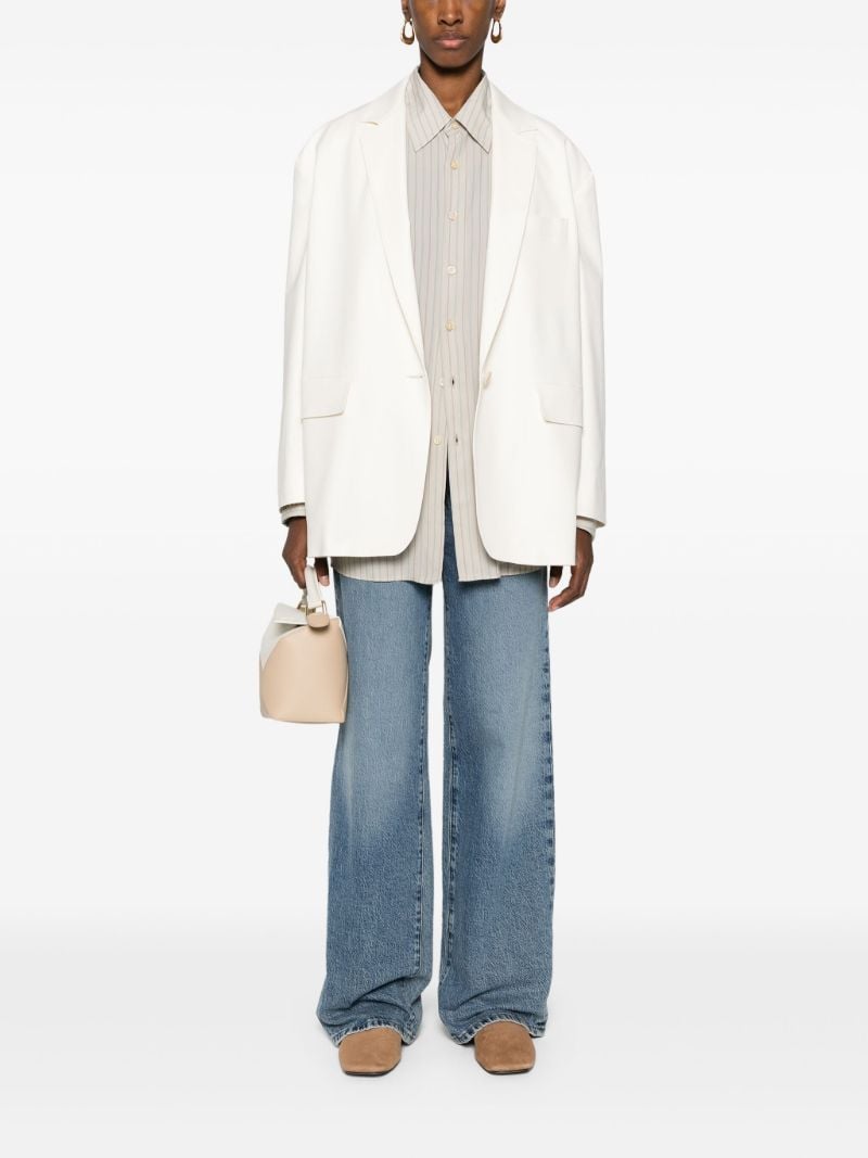 White Single-breasted Cotton Blazer