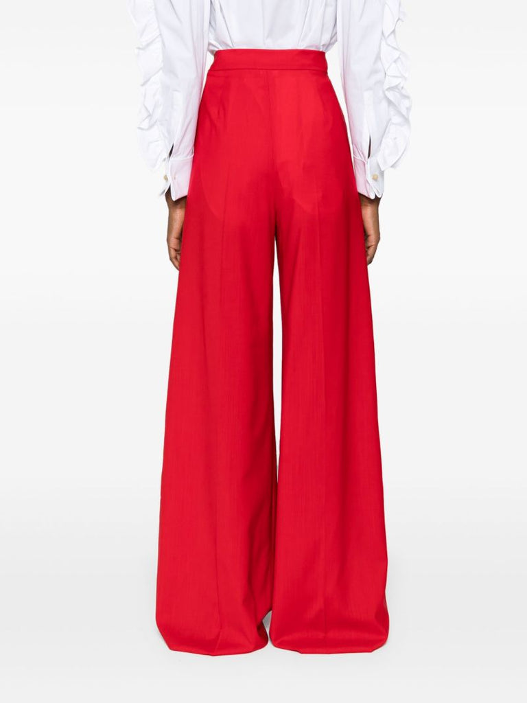 Red Wide-leg Virgin Wool Trousers