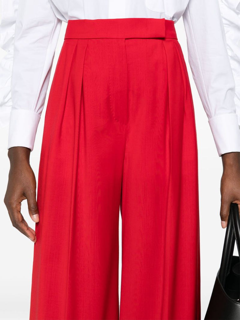 Red Wide-leg Virgin Wool Trousers