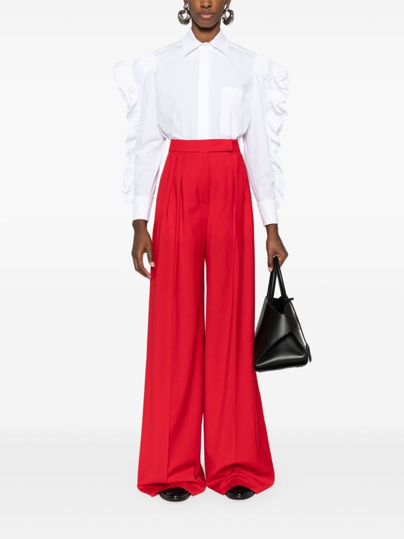 Red Wide-leg Virgin Wool Trousers