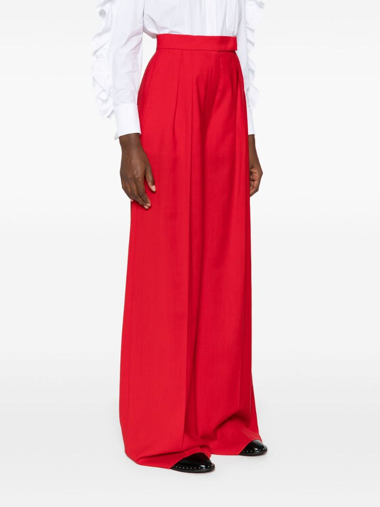 Red Wide-leg Virgin Wool Trousers