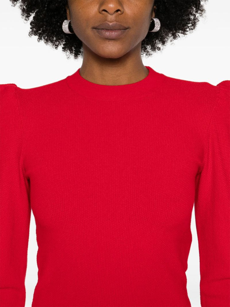 Red Ruffled Crew-neck Sweater