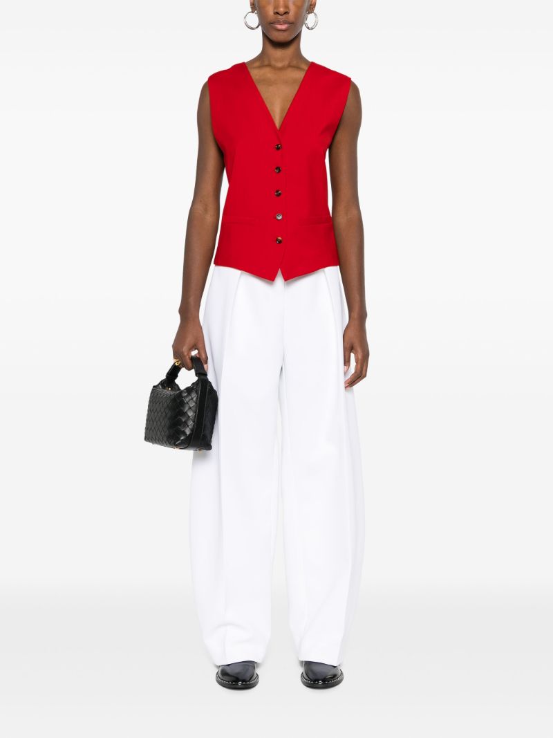 Red V-neck Virgin Wool Waistcoat