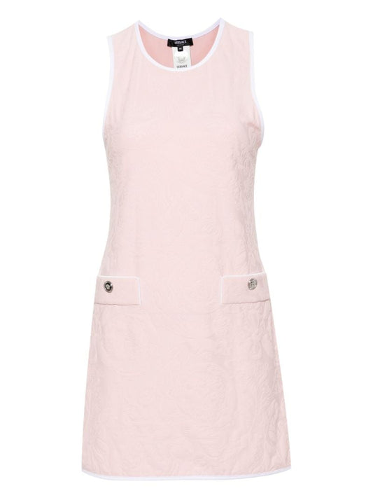 Pink Barocco-jacquard Mini Dress