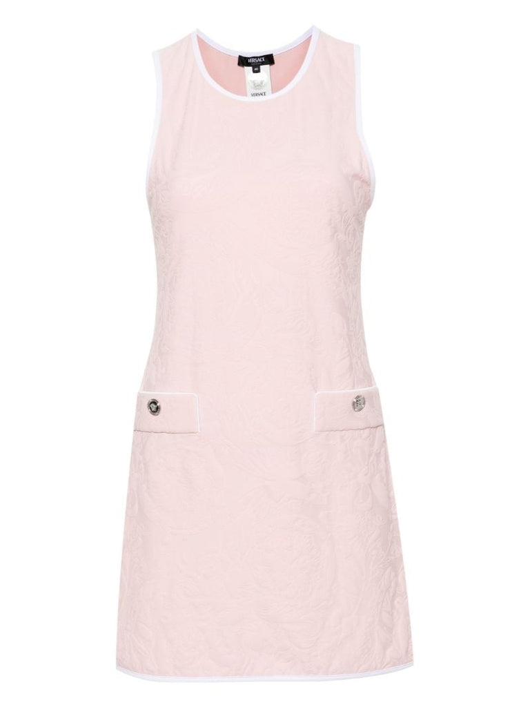 Pink Barocco-jacquard Mini Dress