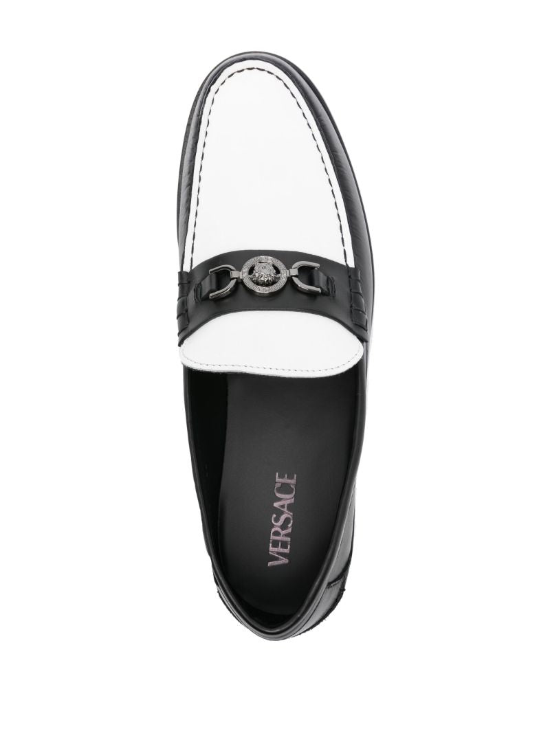 Black Medusa Leather Loafers