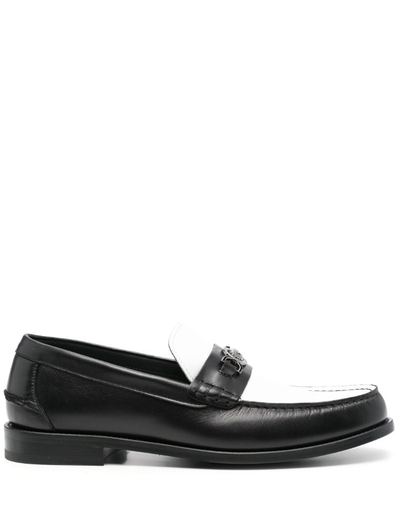 Black Medusa Leather Loafers