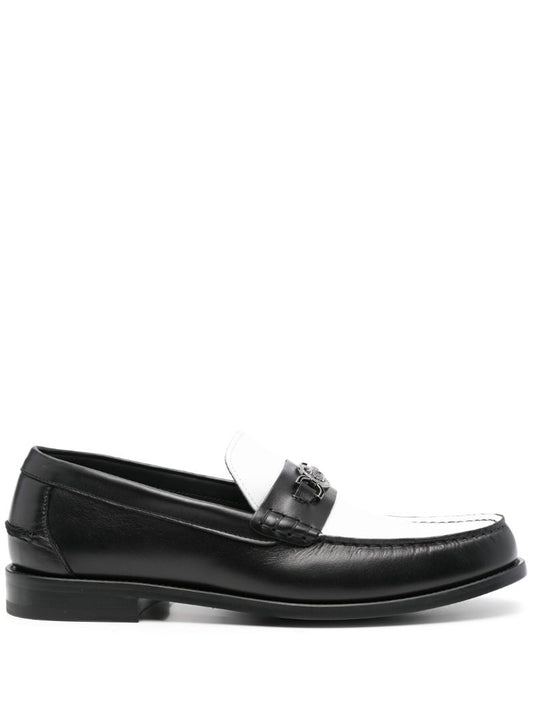 Black Medusa Leather Loafers
