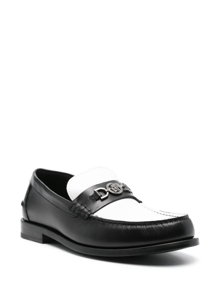 Black Medusa Leather Loafers
