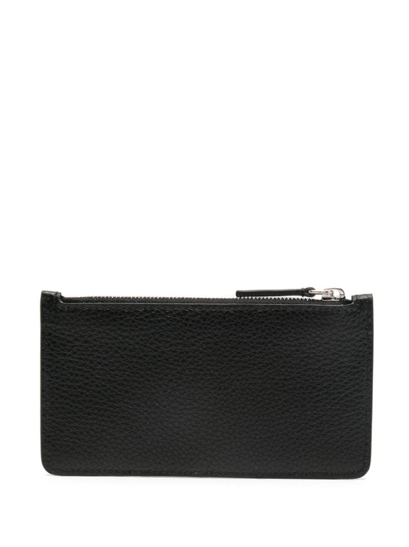 Black Logo-stitched Leather Card Holder