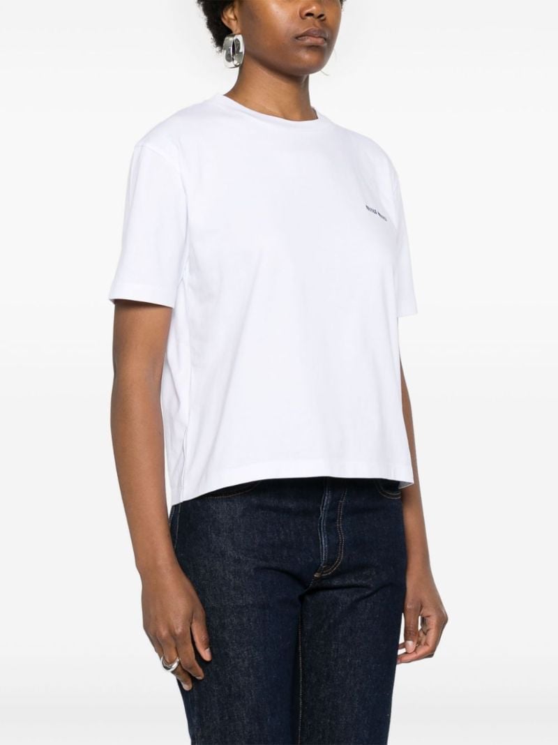 White Logo-embroidery Cotton T-shirt