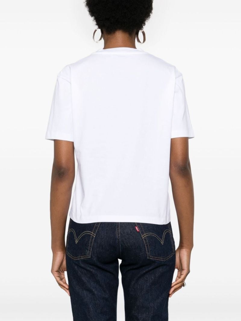 White Logo-embroidery Cotton T-shirt