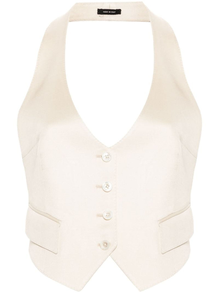 Open-back Twill Waistcoat