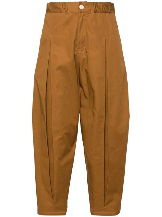 Brown Tapered Cotton Trousers
