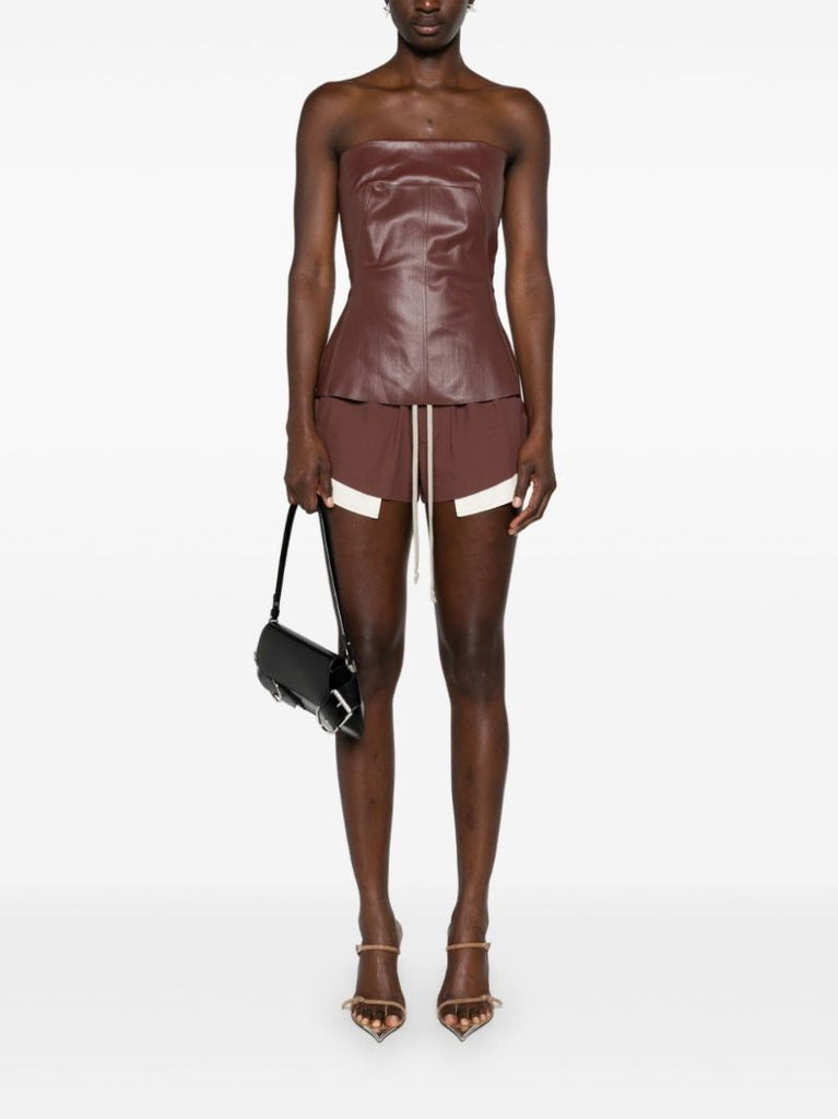 Brown Coated Strapless Bustier Top