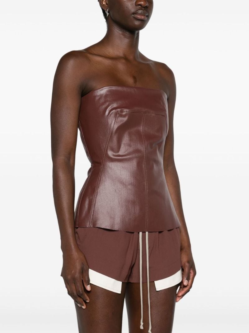 Brown Coated Strapless Bustier Top