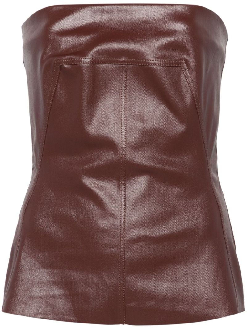 Brown Coated Strapless Bustier Top