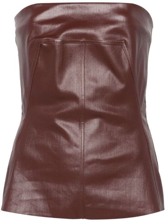 Brown Coated Strapless Bustier Top