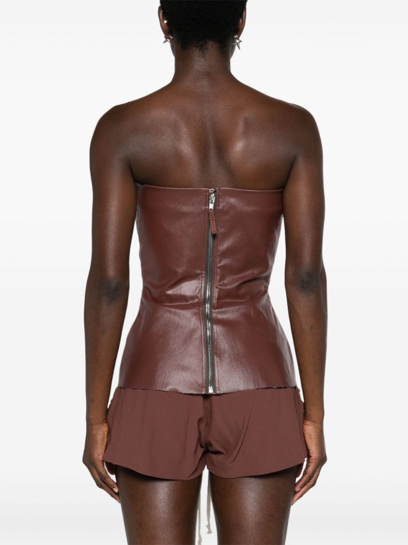 Brown Coated Strapless Bustier Top