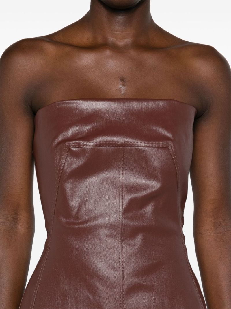 Brown Coated Strapless Bustier Top