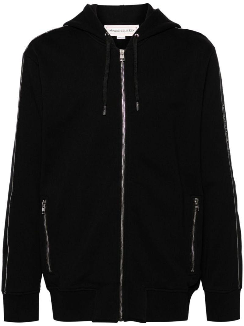 Logo-tape Cotton Zipped Hoodie