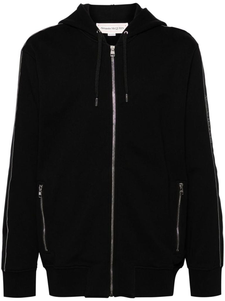 Logo-tape Cotton Zipped Hoodie