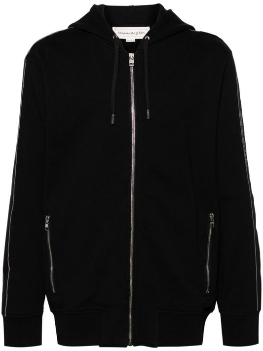 Logo-tape Cotton Zipped Hoodie