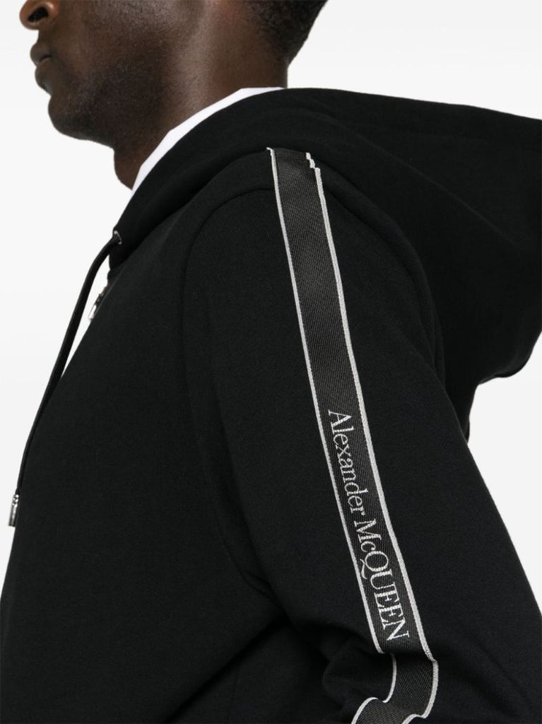 Logo-tape Cotton Zipped Hoodie