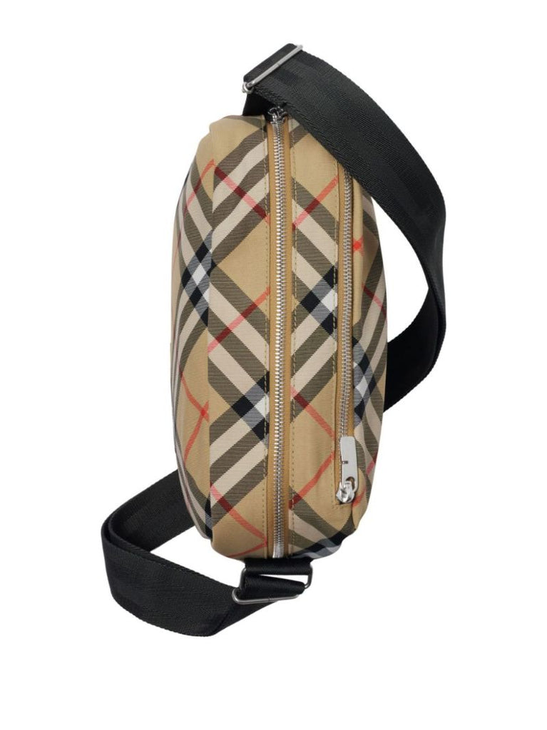 Neutral Checked Cross Body Bag