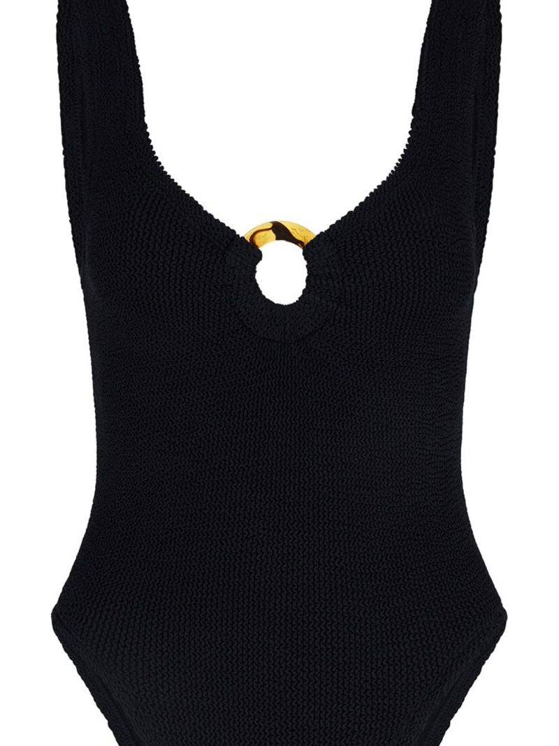 Black Celine Crinkled Swimsuit
