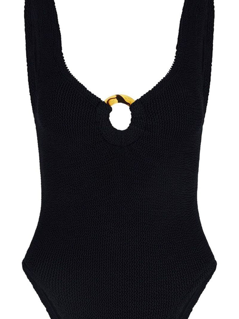 Black Celine Crinkled Swimsuit