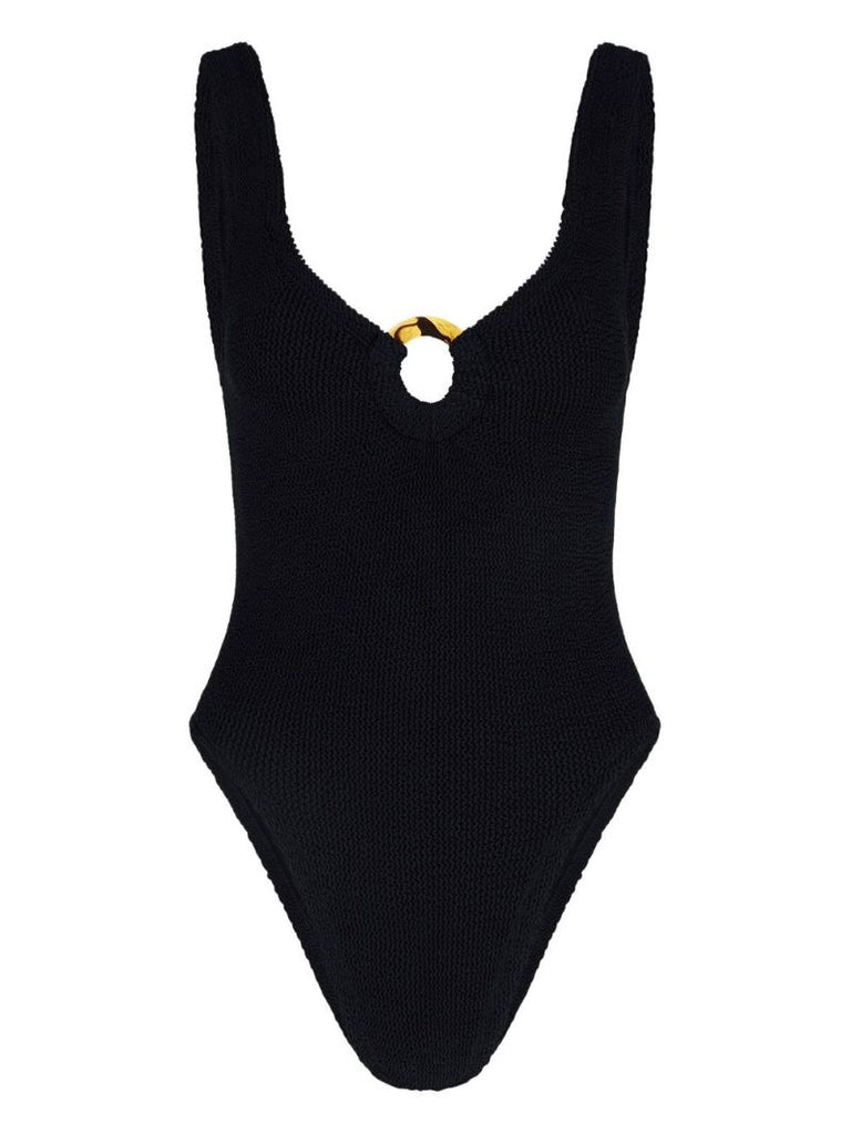 Black Celine Crinkled Swimsuit