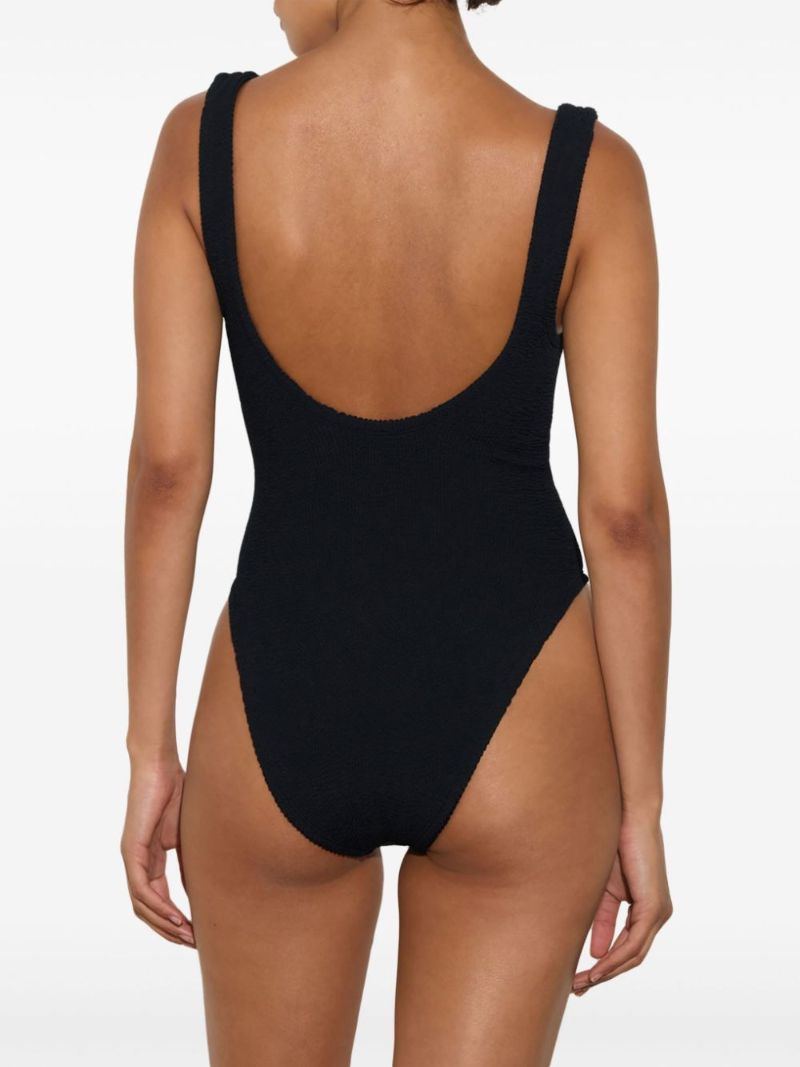 Black Celine Crinkled Swimsuit