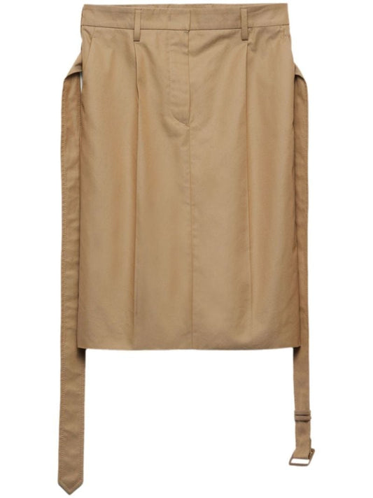 Cotton Twill Midi Skirt