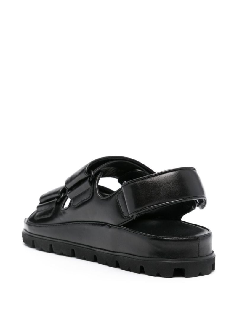 Black Triangle Logo Leather Sandals