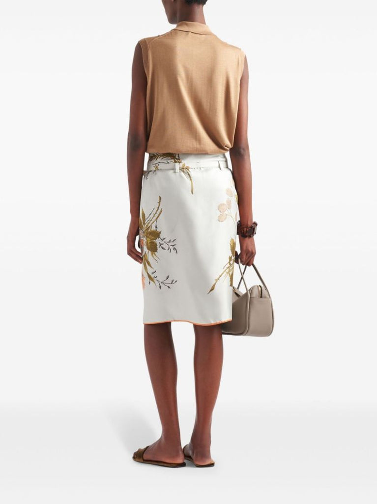 Printed Silk Midi Skirt