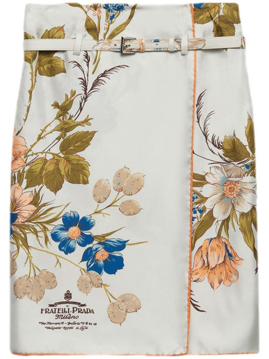 Printed Silk Midi Skirt