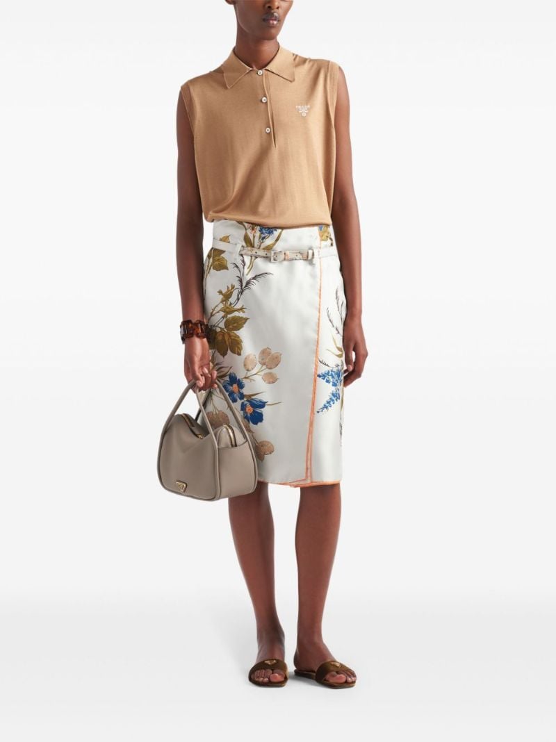 Printed Silk Midi Skirt