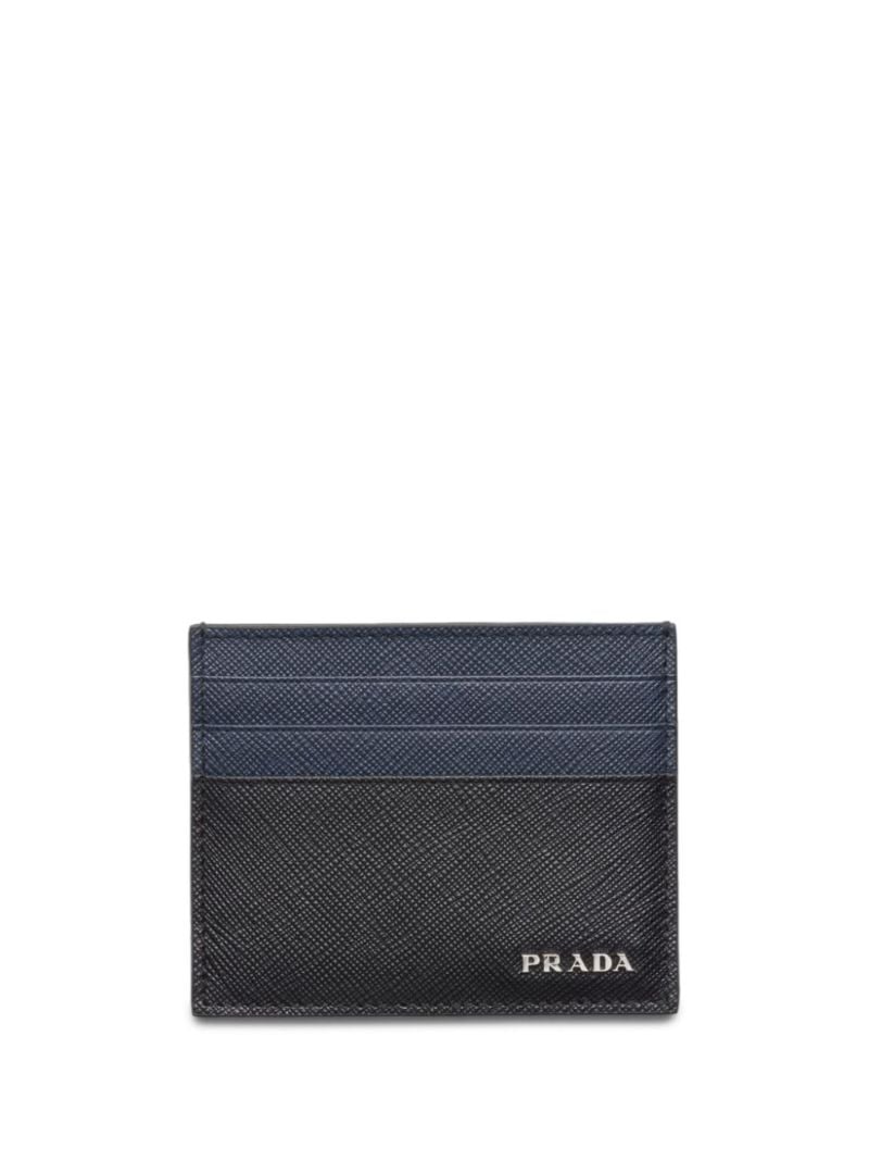 Black Colour-block Leather Card Holder