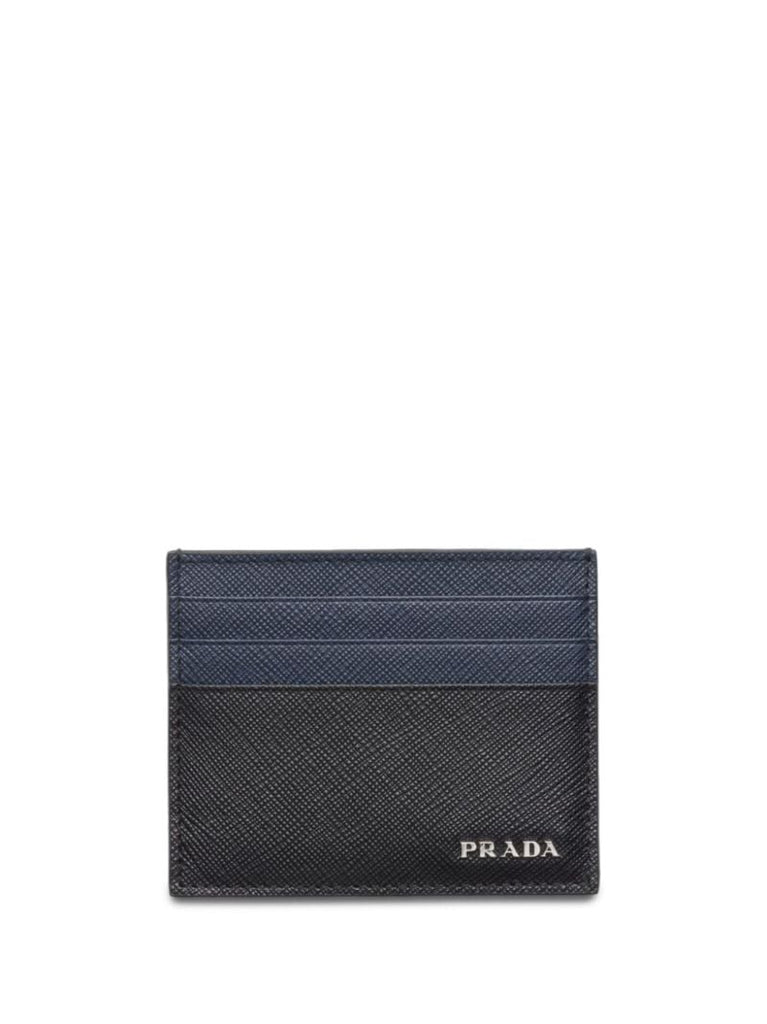 Black Colour-block Leather Card Holder
