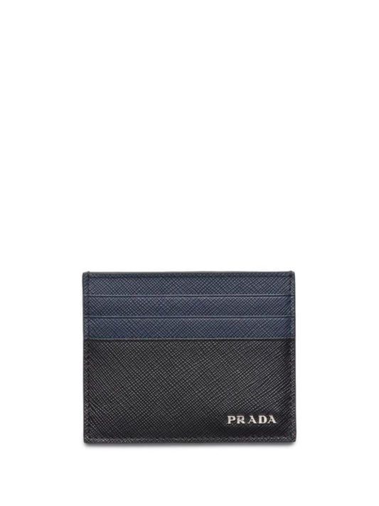 Black Colour-block Leather Card Holder