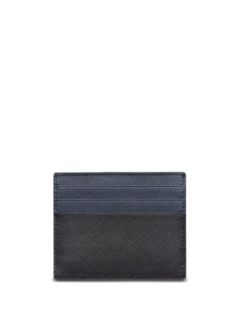 Black Colour-block Leather Card Holder