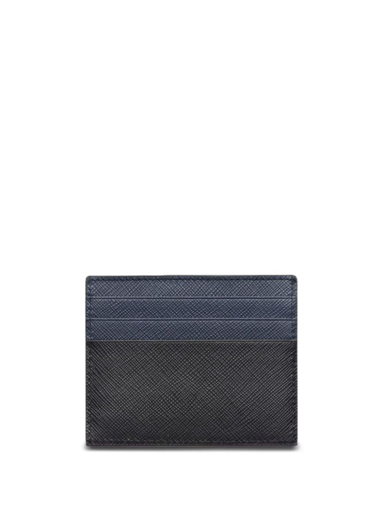 Black Colour-block Leather Card Holder