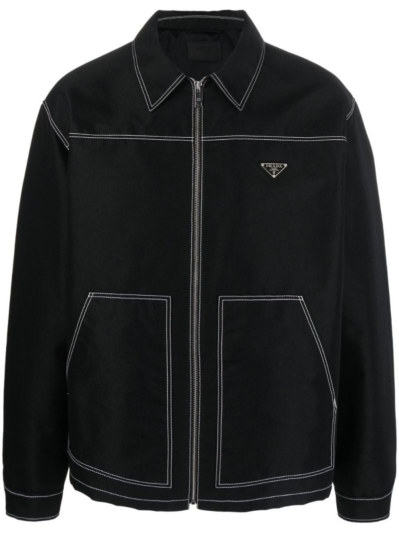 Black Contrast-stitch Shirt Jacket