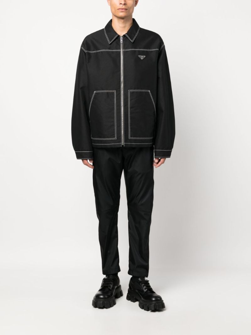 Black Contrast-stitch Shirt Jacket