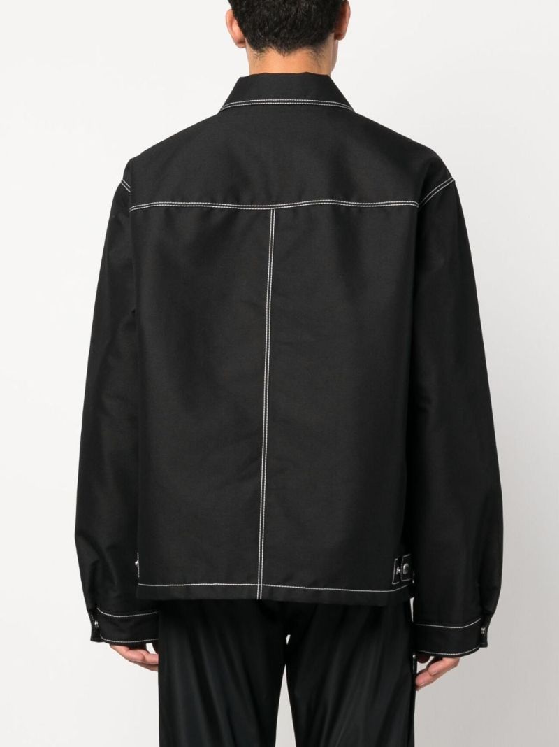 Black Contrast-stitch Shirt Jacket