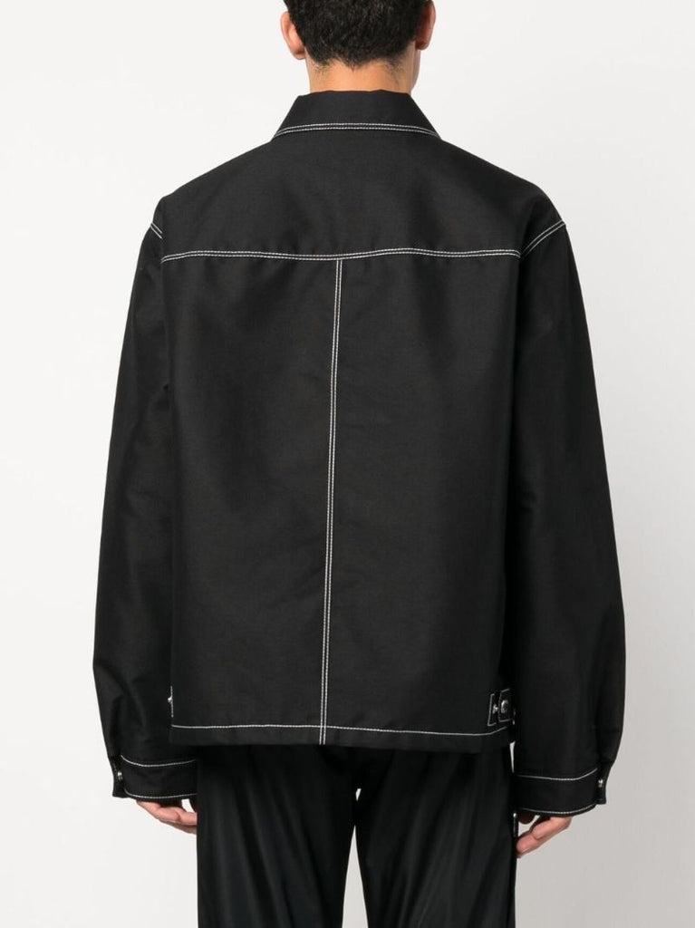 Black Contrast-stitch Shirt Jacket